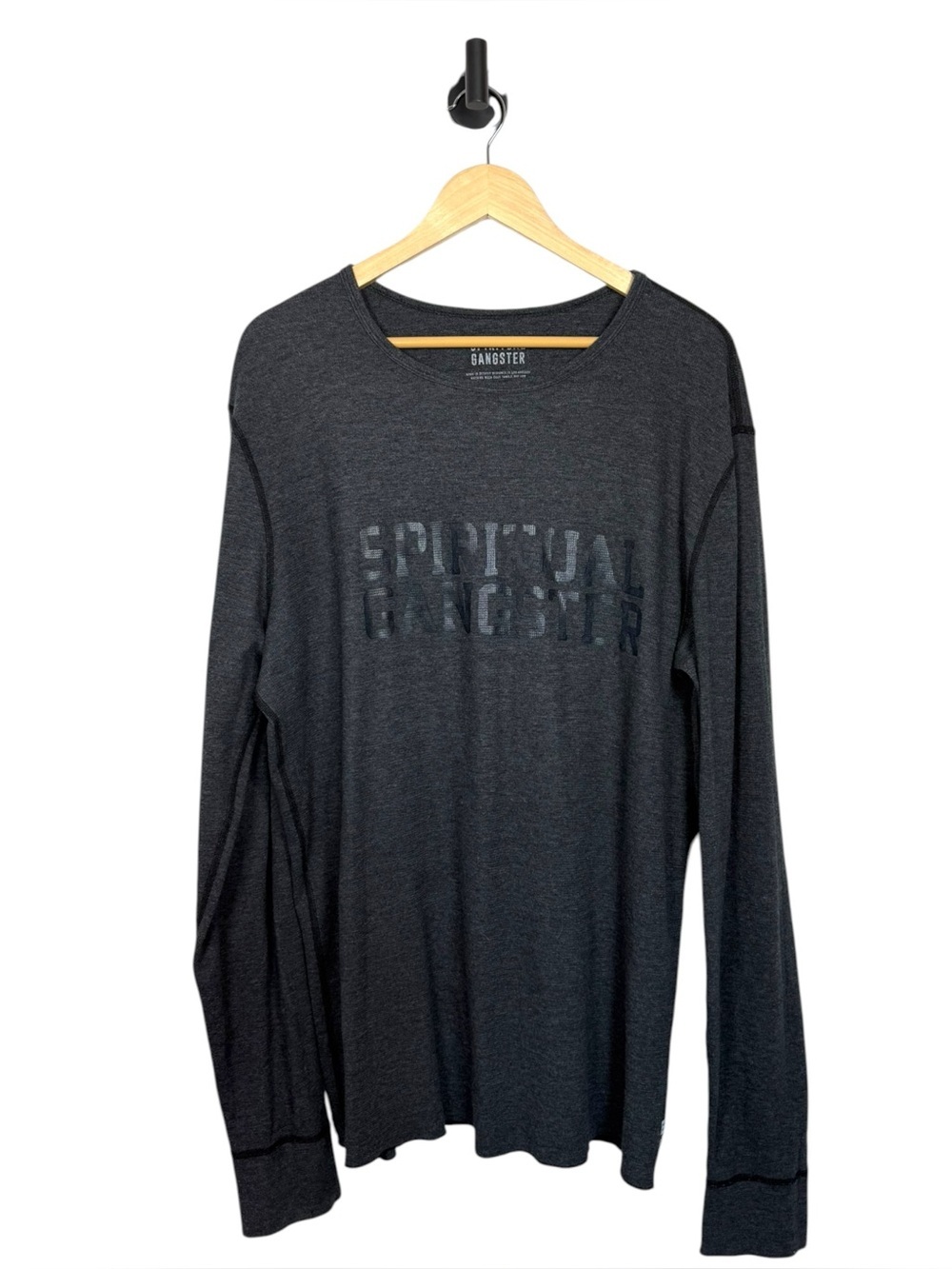 Spiritual Gangster Waffle Knit Thermal Top Logo Long Sleeve XXL